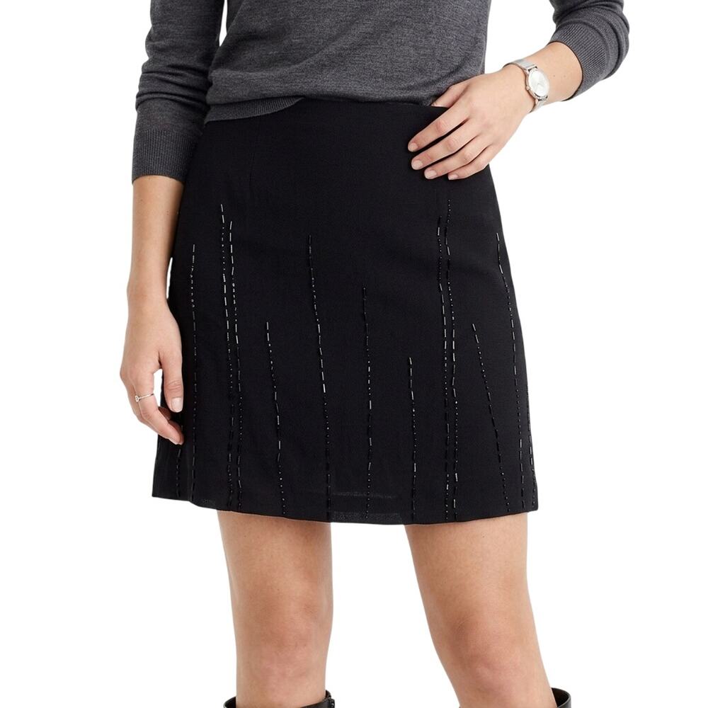 H&M Clothes Beaded Mini Skirt A-Line Sheer Silk Black Women's Size 38